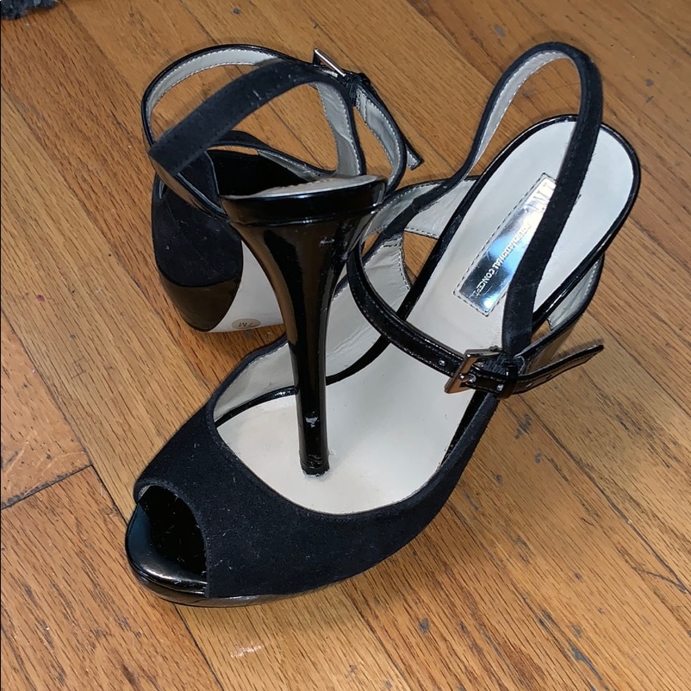 Black strap heels